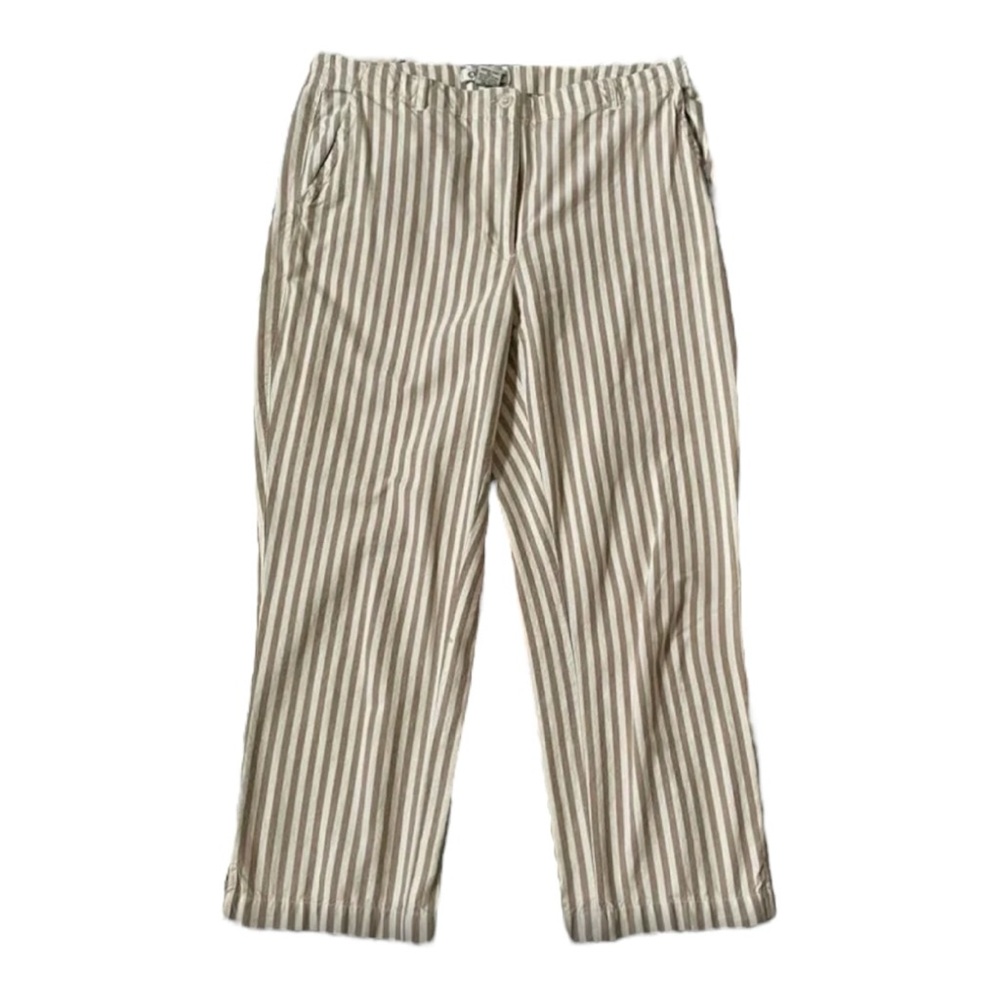 ORVIS Women’s tan striped ankle cropped trouser pants size 12 w/ pockets
